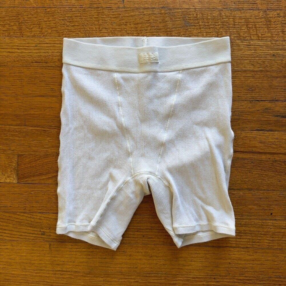 SKIMS Rib Boxer Shorts Loungewear Stretch Knit‎ Bone Size XS